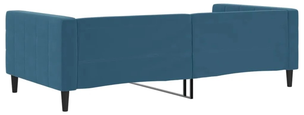 kék bársony kanapéágy 100 x 200 cm