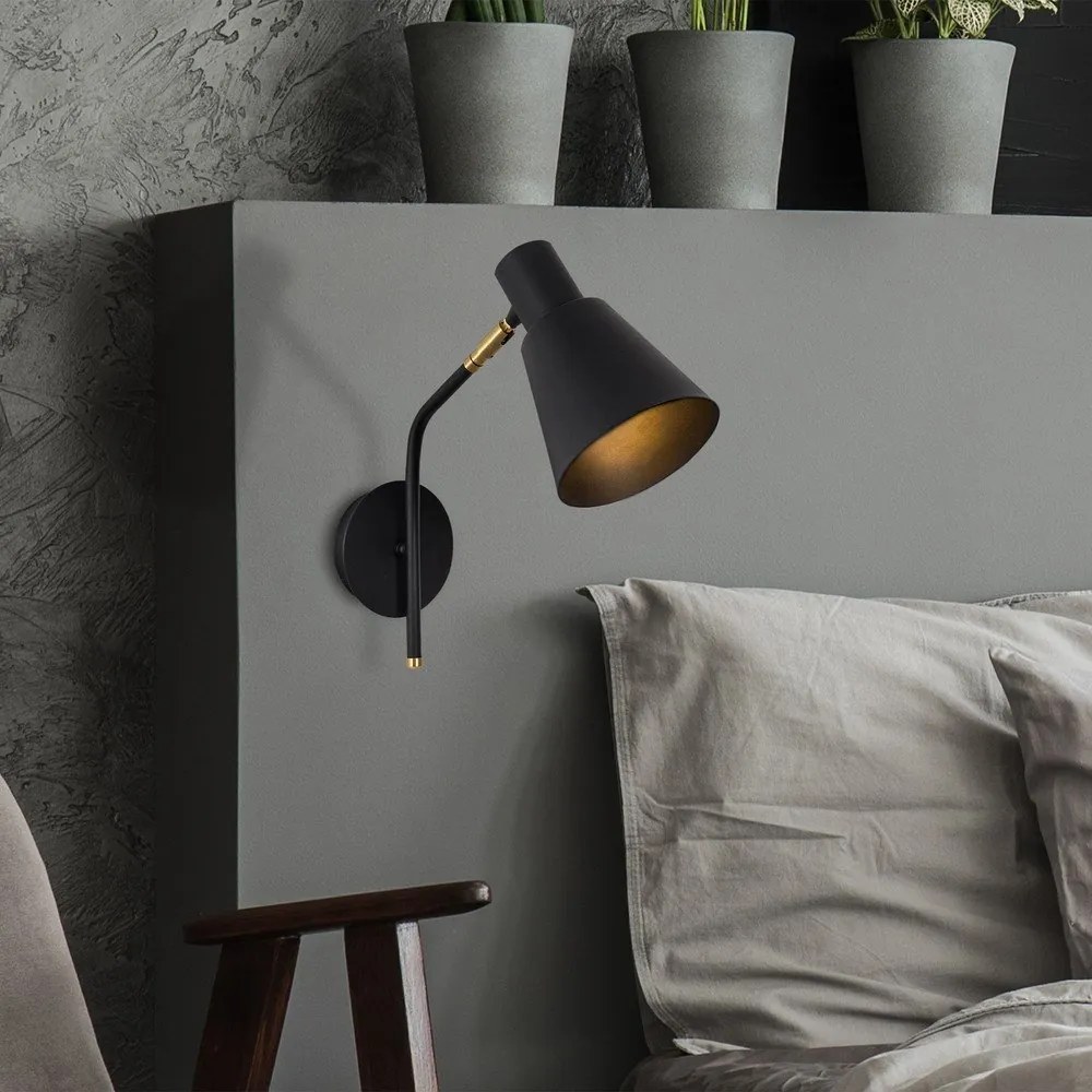 Fekete-aranyszínű fali lámpa ø 15 cm Sivani – Opviq lights