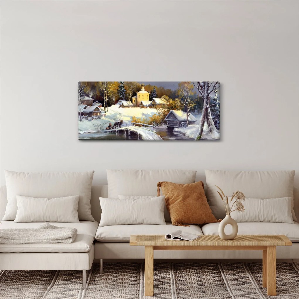 Kép - téli város (120x50 cm)