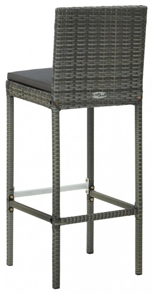 9 részes polyrattan kültéri bárszett antracitszürke párnákkal
