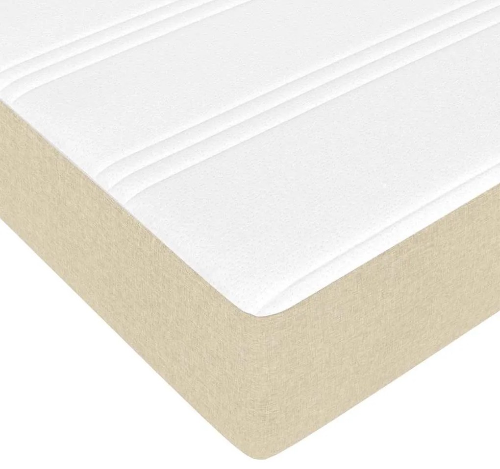 Boxrugós ágy Krém és barna 140 x 200 cm Textil és mérnöki fa