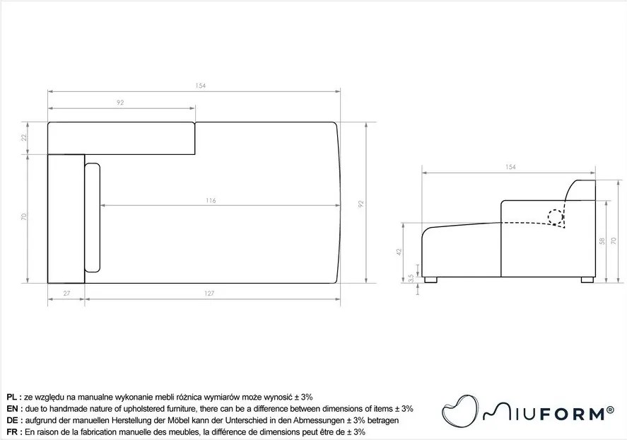Világosszürke kanapé modul (jobb oldali) Flex Felix – Miuform