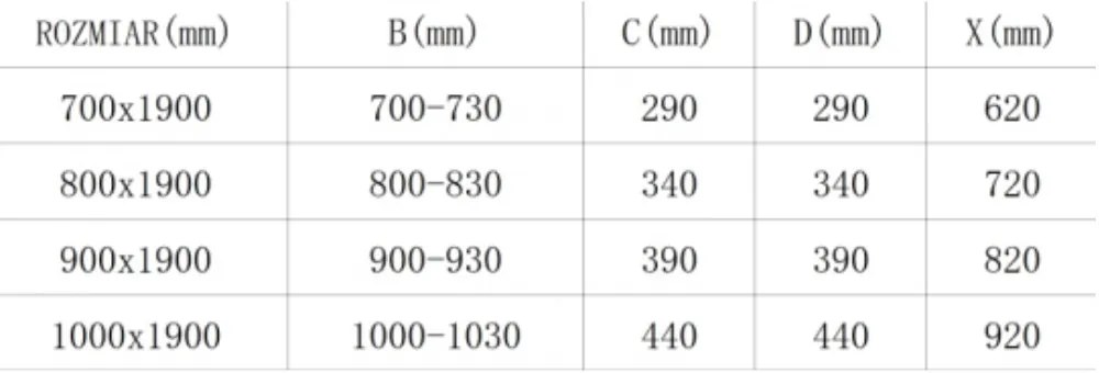 MEXEN TEXAS 70/80/90/100 CM SZÉLES KÉTSZÁRNYÚ NYÍLÓ ZUHANYAJTÓ 6 MM VASTAG VÍZLEPERGETŐ BIZTONSÁGI ÜVEGGEL, 190 CM MAGAS