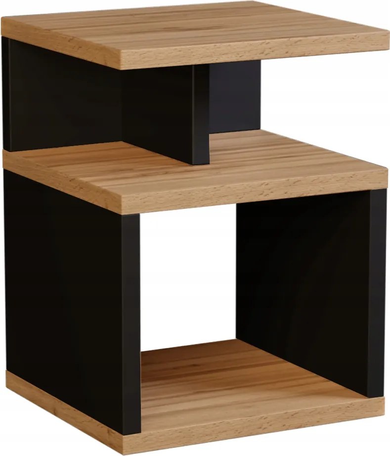 Zoe éjjeliszekrény, éjjeli asztal wotan tölgy/fekete szín