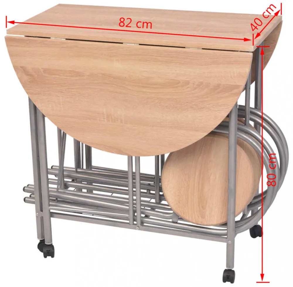 5 darabos, összecsukható MDF étkezőgarnitúra