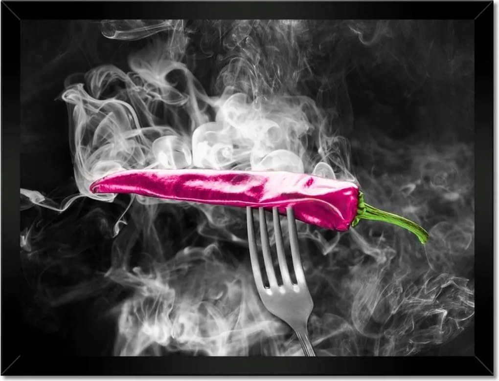 Poszterek keretben 40x30 Rózsaszín paprika a füstben