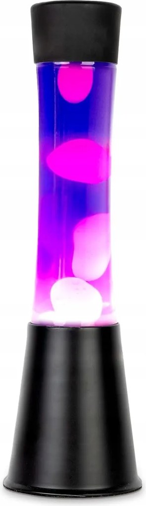 Láva lámpa Retro lila folyadék, fehér láva fekete alap 39,5 cm