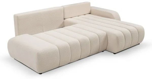 Jobb oldali, bézs, L-alakú, tárolós, kihúzható sarokkanapé DESIO