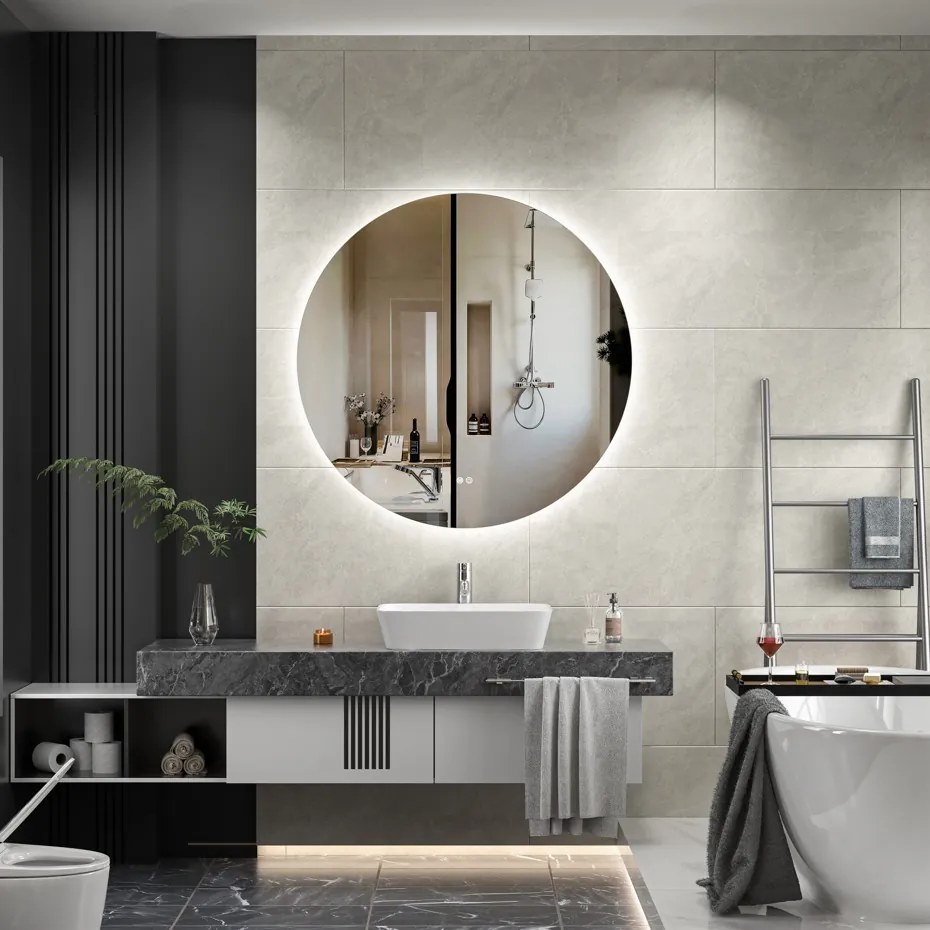 Erga Sofia, kerek LED tükör 70cm páramentes fűtőbetéttel, ERG-V01-207-7070