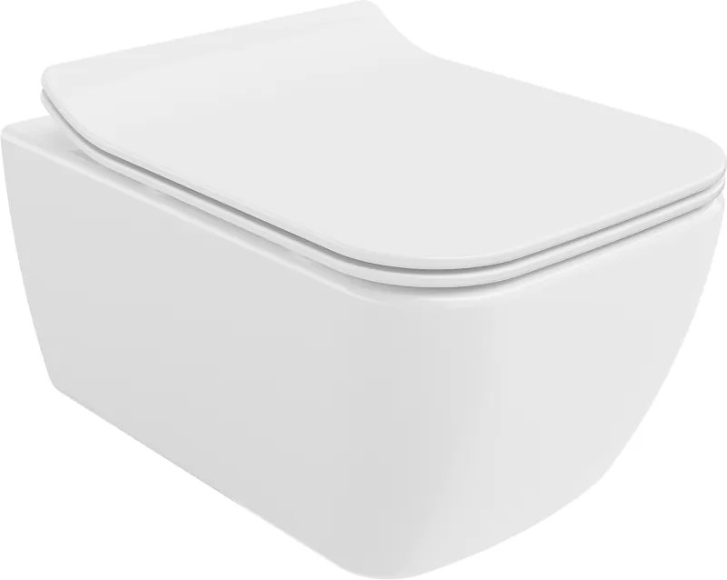Mexen Stella rim nélküli wc csésze lassan záródó slim üléssel, duroplast, fényes fehér - 30680800