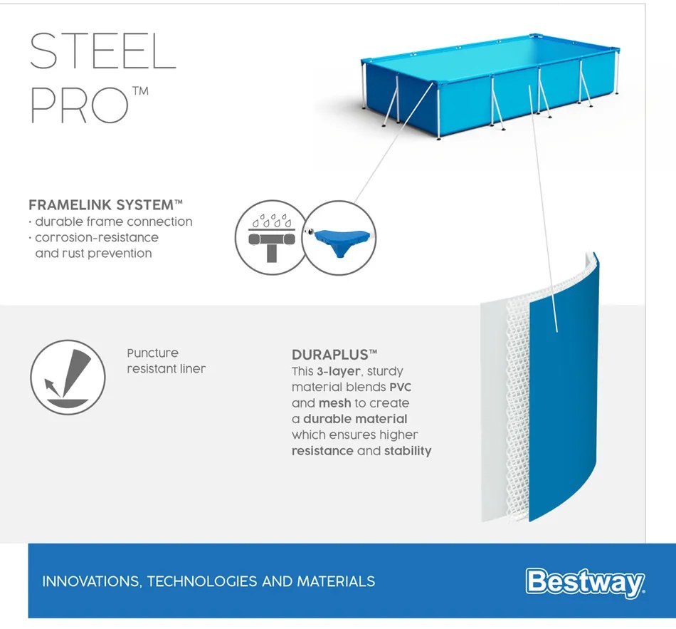 Bestway föld feletti medence Steel Pro, 401 x 211x 81 cm