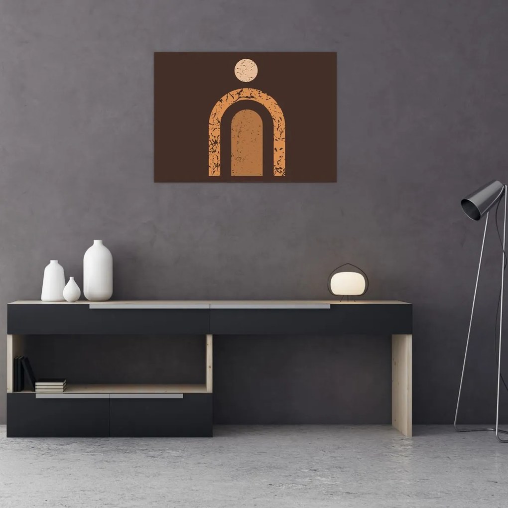 Üveg kép - Narancssárga ívek N⁰3 (70x50 cm)