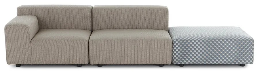 Kartell Liberty dizájner kerti kanapé OBI CHECK puffal – stílus és kényelem a teraszon szín: bézs kékkel