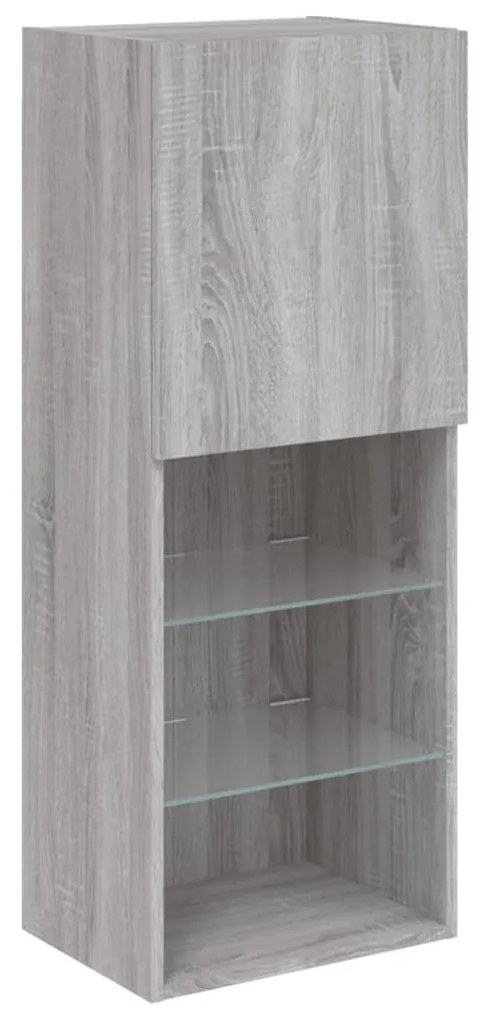 szürke sonoma színű TV-szekrény LED-lámpákkal 40,5x30x102 cm