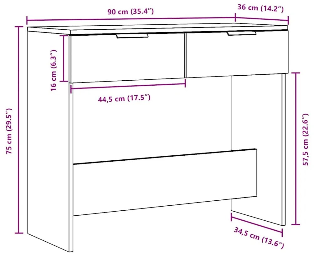 kézműves tölgy színű szerelt fa dohányzóasztal 90x36x75 cm