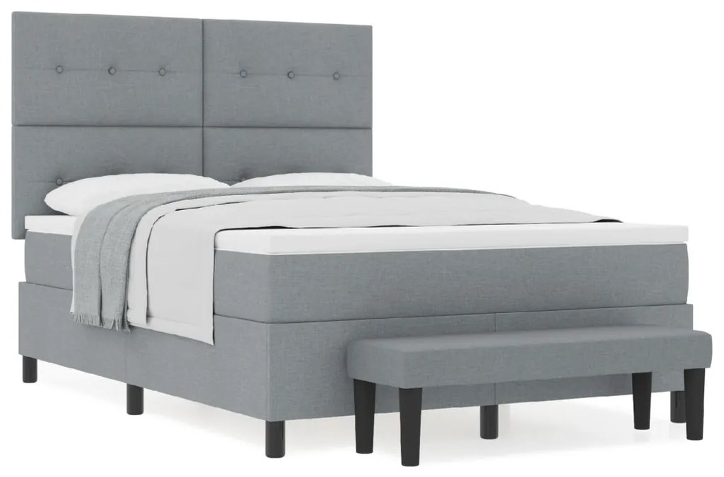 Box Spring Ágy Matrac &amp; Pad Szürke 160x200 cm Szövet