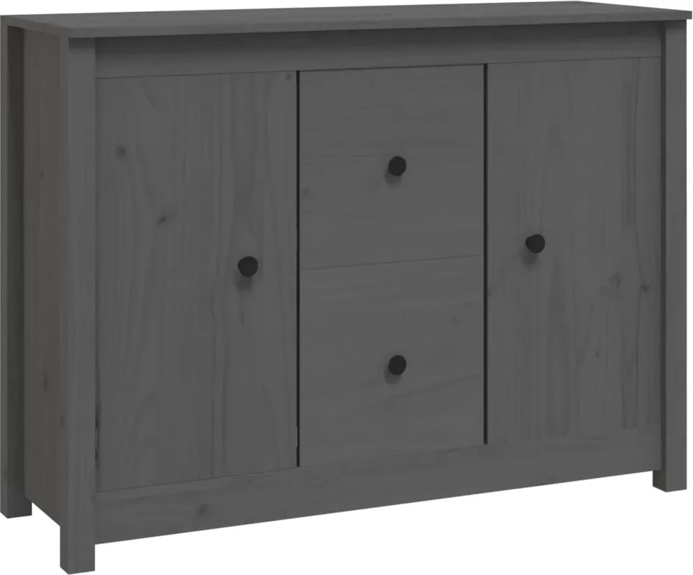 vidaXL szürke tömör fenyőfa tálalószekrény 100 x 35 x 74 cm