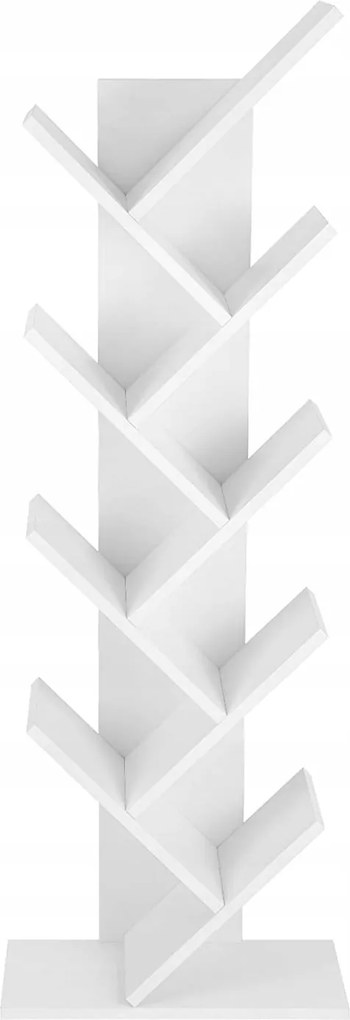 Álló könyvespolc, fa alakú, fehér, stílusos 141cm