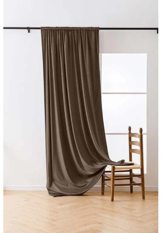 Barna sötétítő függöny VELVET 140x270 cm Felfüggesztés: Hullámos sínszalag
