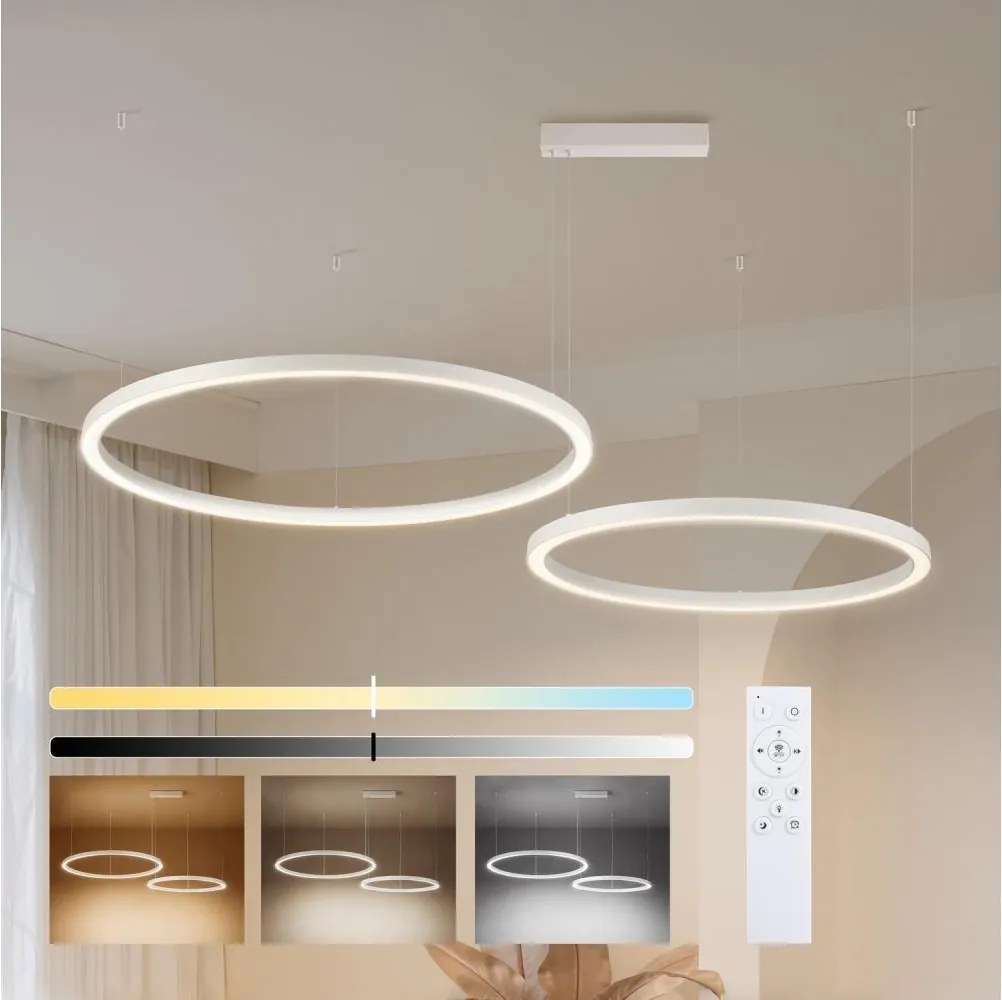 BRILAGI - LED fényerőszabályozható acélkábeles csillár PORTOFINO LED/98W/230V fehér + távirányító