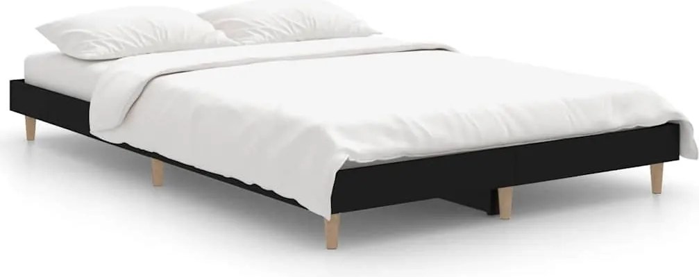 vidaXL fekete szerelt fa ágykeret 120 x 190 cm
