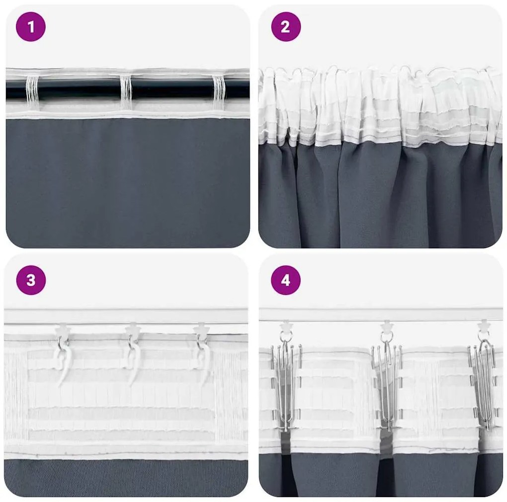 Függönyök 2 pcs Antracitszürke 245 x 140 cm Poliészter