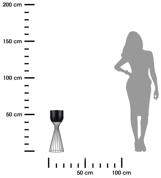 Fém virágcserép LOFT 46x20 cm fekete