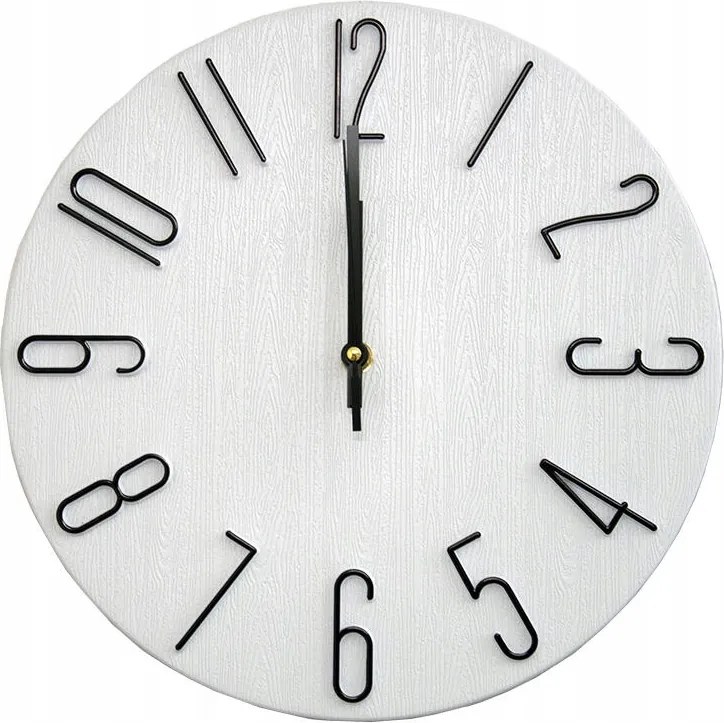 falióra átmérője 30 cm, 3D számlap, Ph, fém Fehér