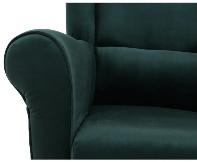 Fotel füles smaragd színü/fa CHARLOT