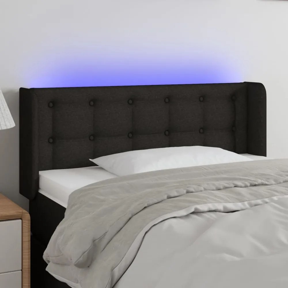 fekete szövet LED-es fejtámla 103 x 16 x 78/88 cm