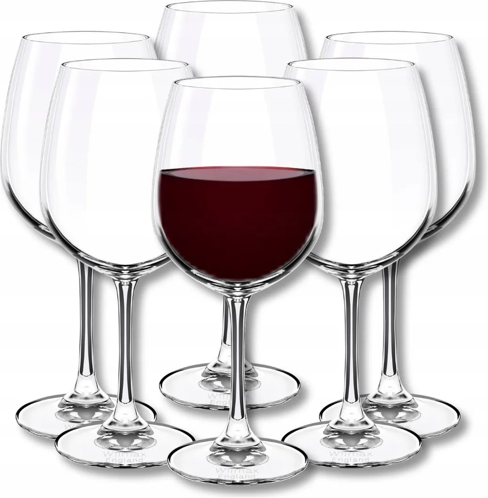 Vörösboros poharak fehér 600 ml Wilmax 6 db-os szett