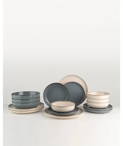 16 darabos étkészlet bézs/kék/porcelán