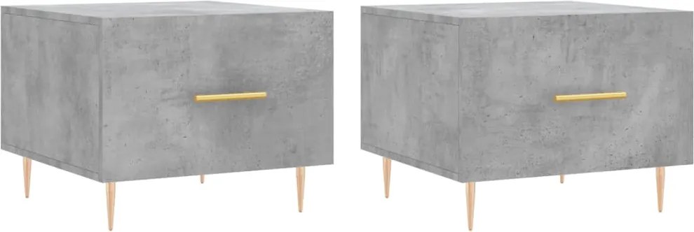 vidaXL 2 db betonszürke szerelt fa dohányzóasztal 50 x 50 x 40 cm