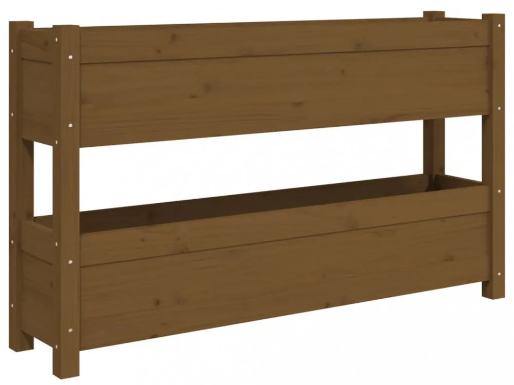 mézbarna tömör fenyőfa növénytartó 112x25x66 cm