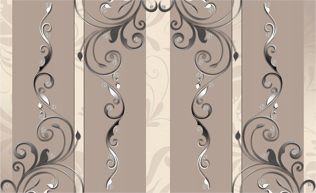 Tapéta Luxus Ezüst Kristály Flóra Glamour Perspektíva 200x140 +ragasztó