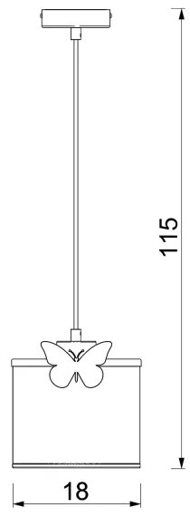 Gyerek csillár zsinóron SWEET 1xE27/15W/230V fehér/rózsaszín/pillangó