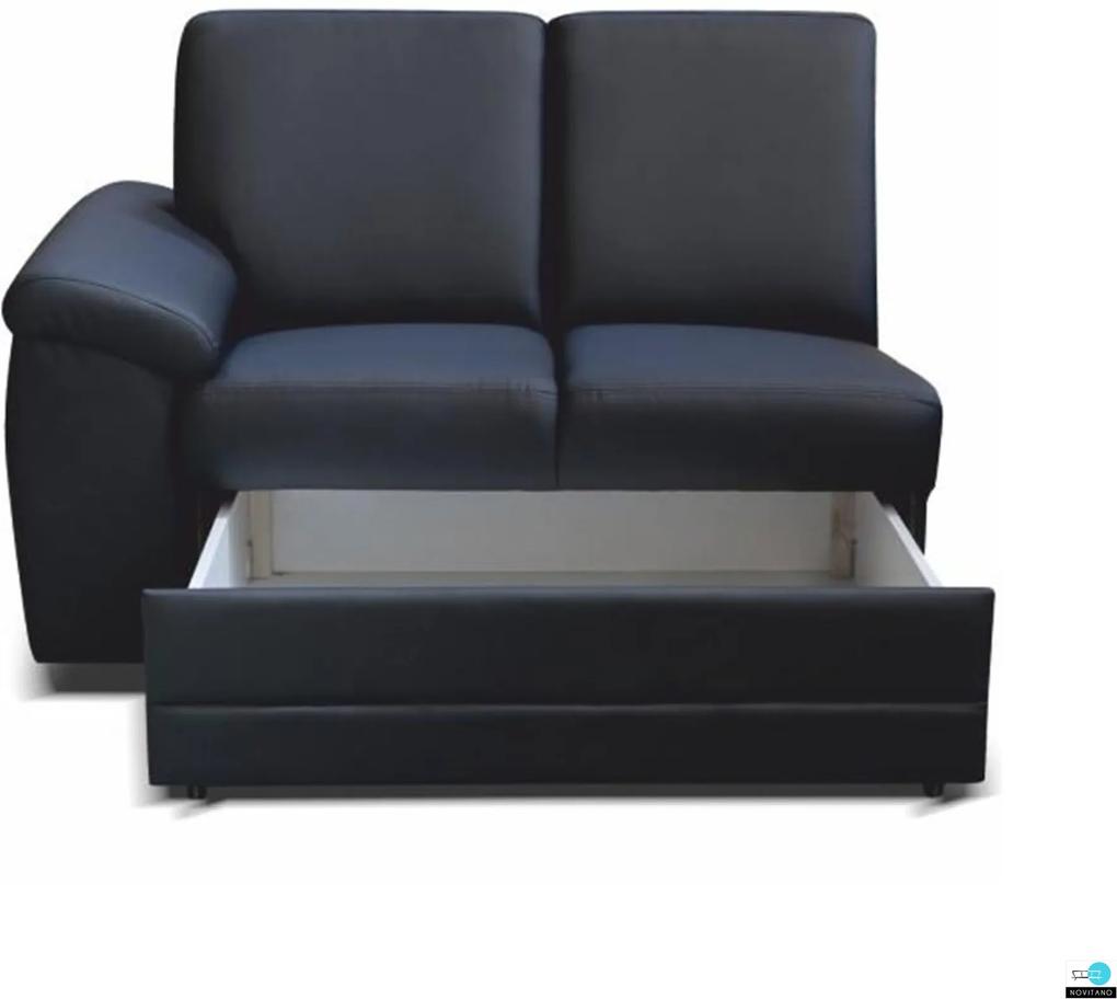 2- személyes kanapé rakodótérrel, textilbőr fekete, balos, BITER 2 1B
