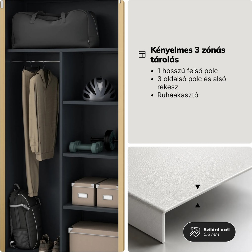 Többfunkciós fém szekrény, antracit / dió, 900x1850x450 mm: DAWID Eco Design