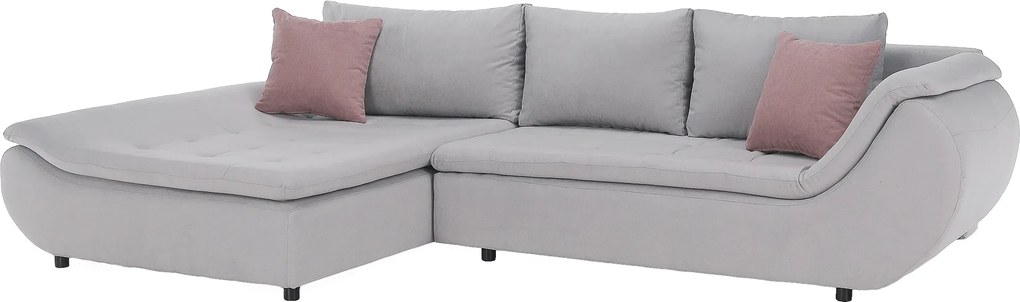 Ülőgarnitúra, világosszürke/púderrózsaszín, szövet, balos, BRATO