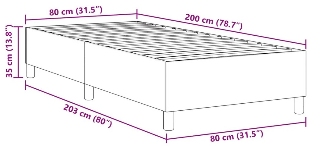 Boxspring Ágy Kék 80x200 cm Cordurany Anyag