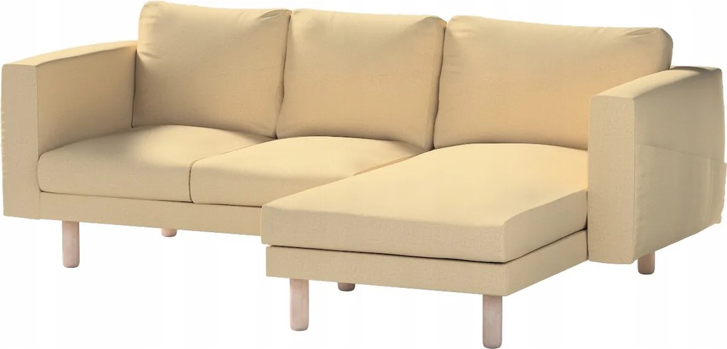 Dekoria Norsborg 3 személyes kanapé huzat Ikea sezlonnal barna