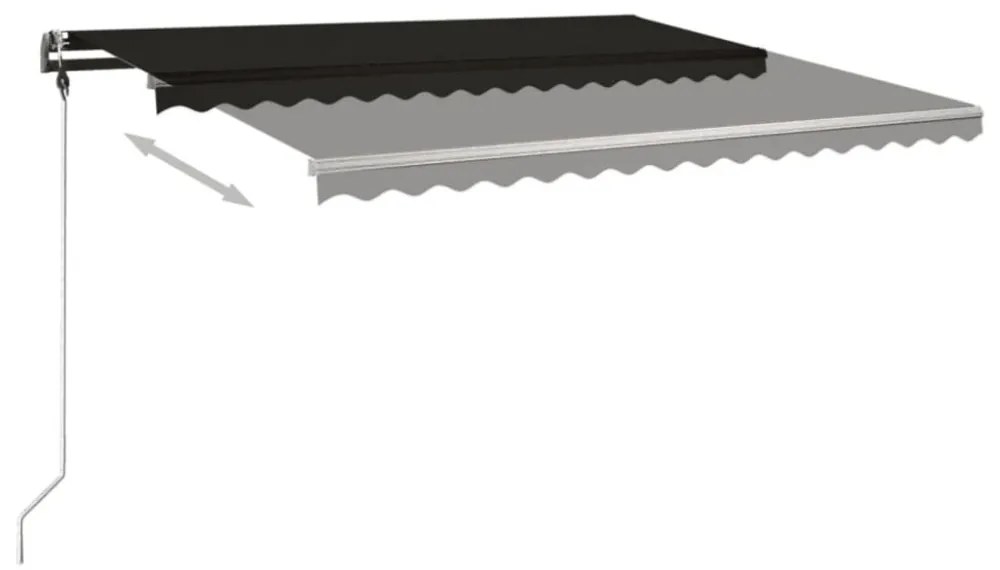 antracitszürke kézzel kihúzható póznás napellenző 400 x 300 cm