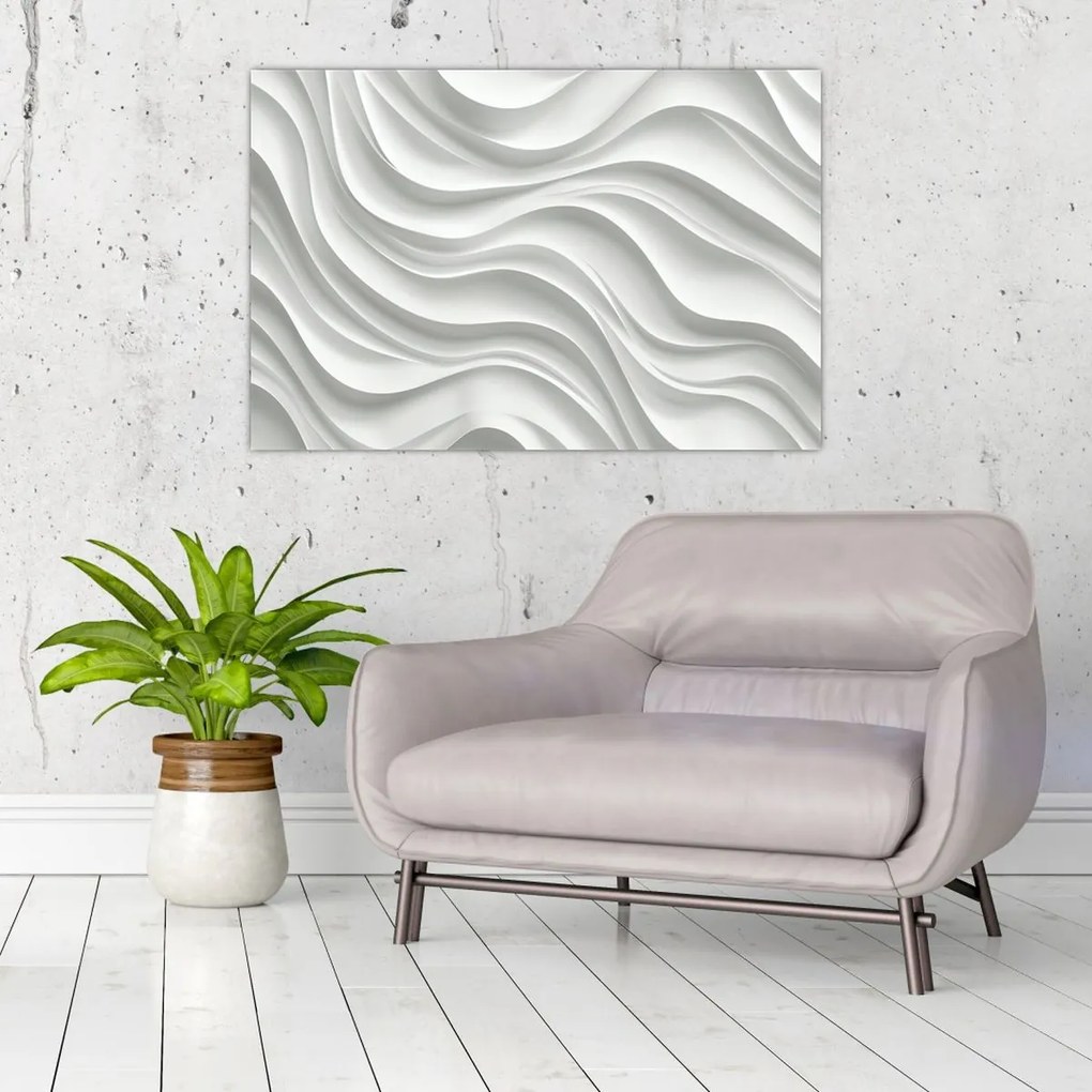 Kép - 3D fehér hullámok (90x60 cm)