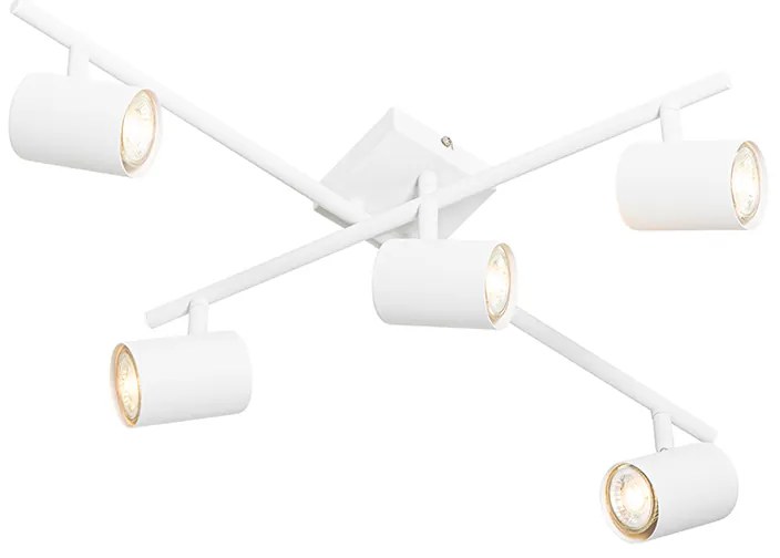 Modern mennyezeti lámpa fehér 5-lámpás állítható négyzet alakú - Jeana