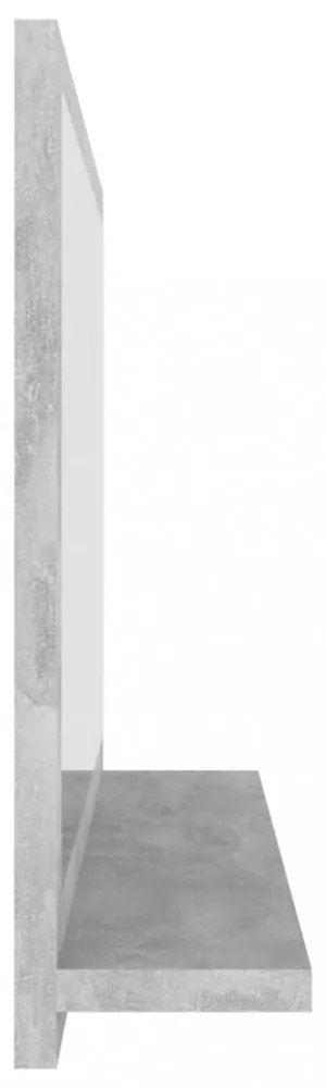 betonszürke forgácslap fürdőszobai tükör 60 x 10,5 x 37 cm