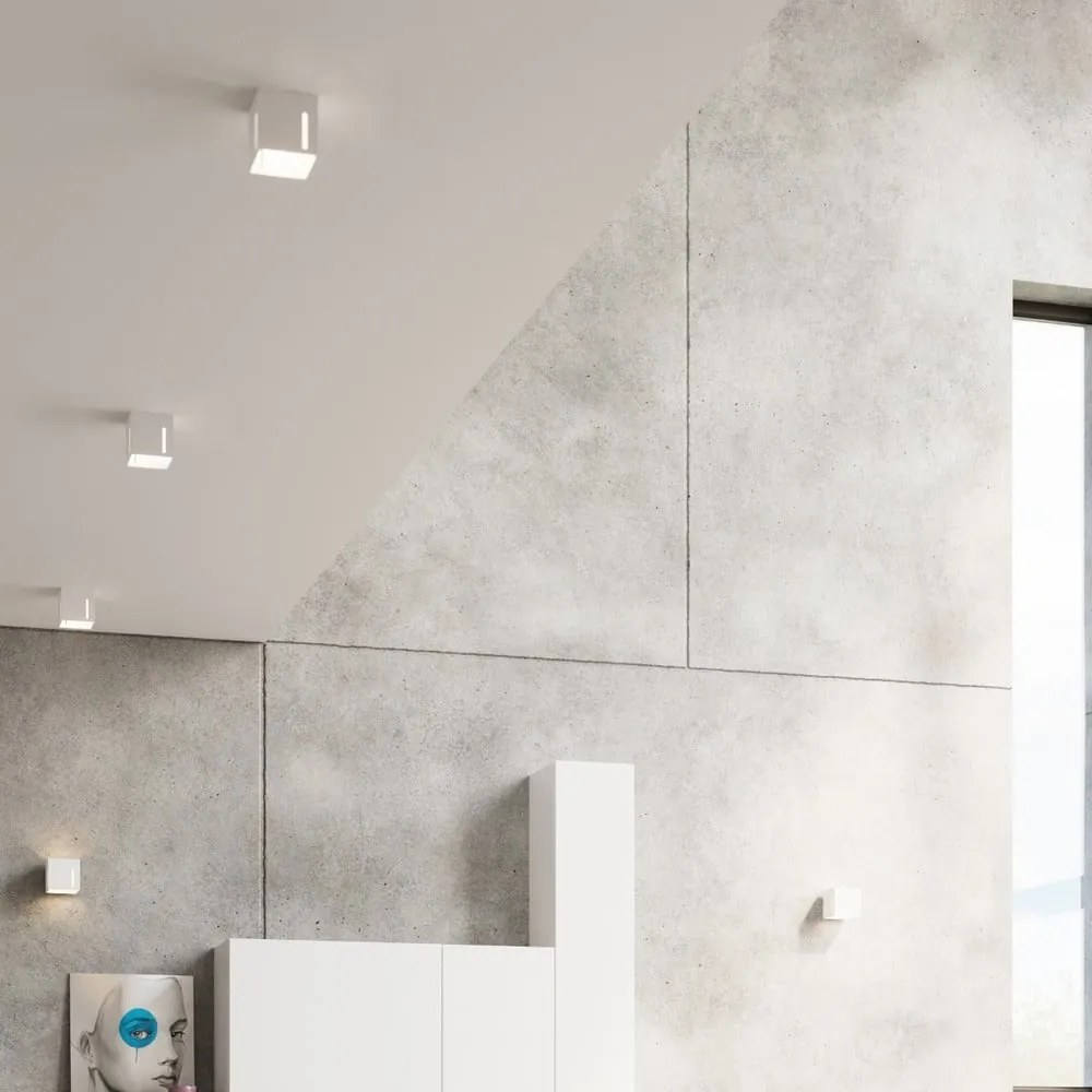 Fehér mennyezeti lámpa fém búrával 10x10 cm Pax – Sollux