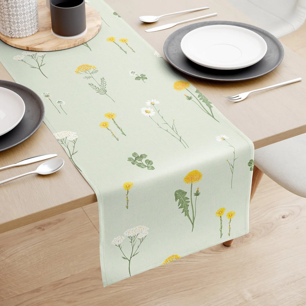 Goldea pamut asztali futó - zöld mező 50x180 cm