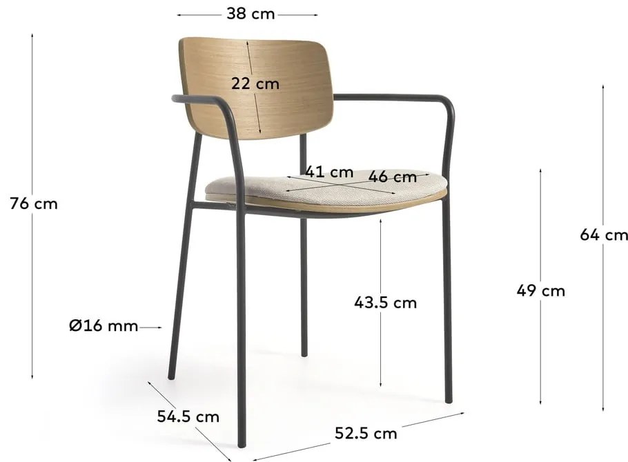 Fekete-natúr színű étkezőszék Maureen – Kave Home
