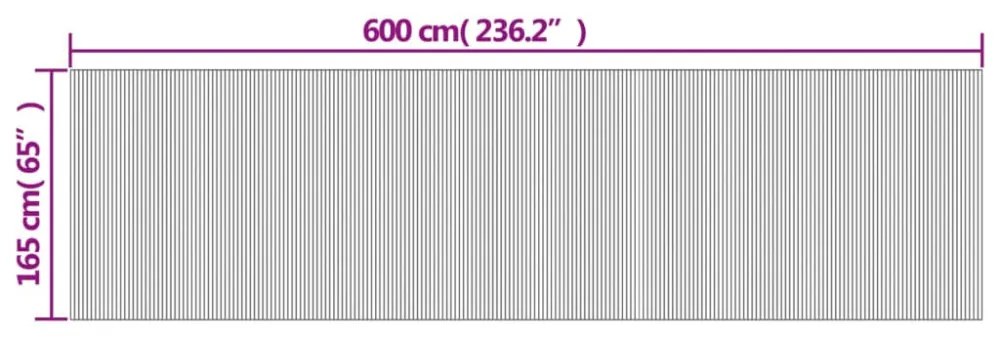sötétbarna bambusz térelválasztó 165 x 600 cm