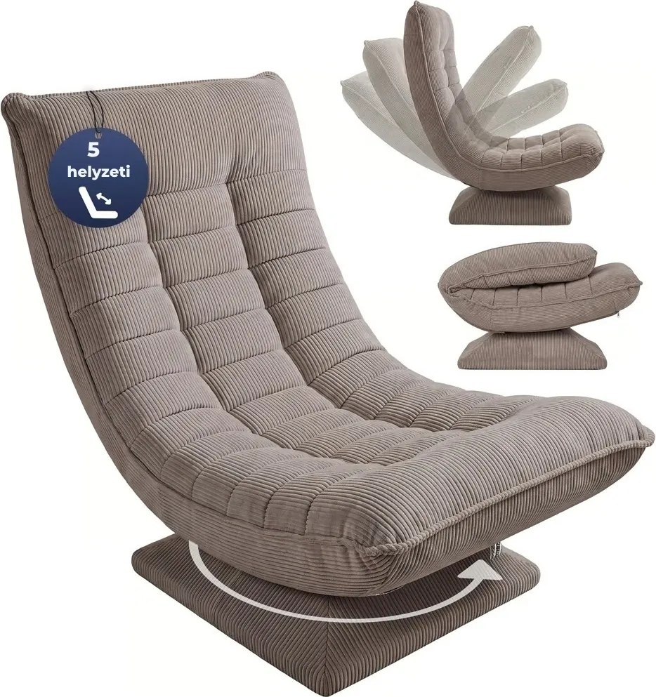 ABERDEEN CORD napozó fotel, bordázott huzat, 87×60×105 cm, szürkésbarna (taupe) Casaria